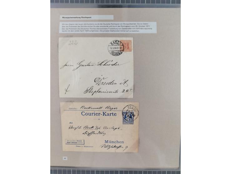 1815/1980 (ca.), interessante Sammlung 'Deutsche Geschichte', ausstellungsmäßig aufgezogen mit interessanten Belegen, dabei G