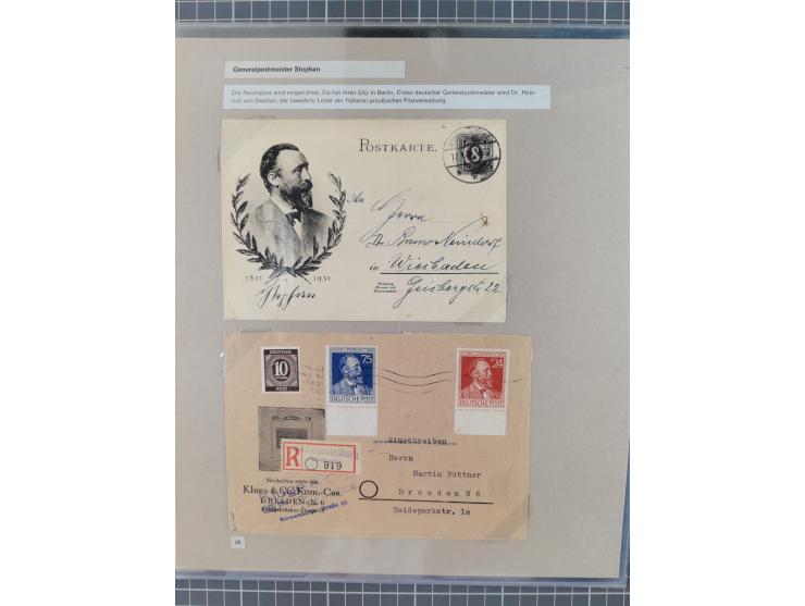 1815/1980 (ca.), interessante Sammlung 'Deutsche Geschichte', ausstellungsmäßig aufgezogen mit interessanten Belegen, dabei G