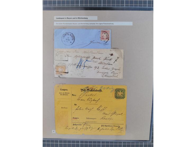 1815/1980 (ca.), interessante Sammlung 'Deutsche Geschichte', ausstellungsmäßig aufgezogen mit interessanten Belegen, dabei G