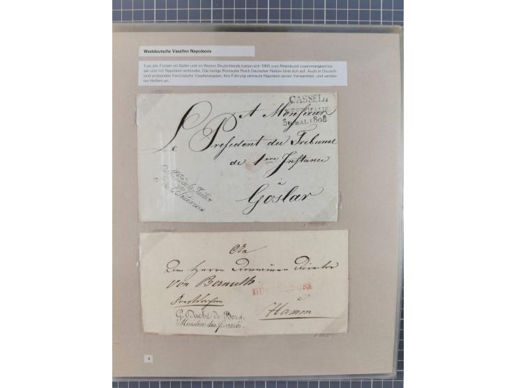 1815/1980 (ca.), interessante Sammlung 'Deutsche Geschichte', ausstellungsmäßig aufgezogen mit interessanten Belegen, dabei G