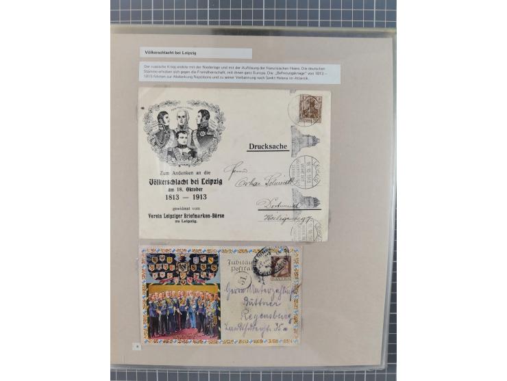 1815/1980 (ca.), interessante Sammlung 'Deutsche Geschichte', ausstellungsmäßig aufgezogen mit interessanten Belegen, dabei G