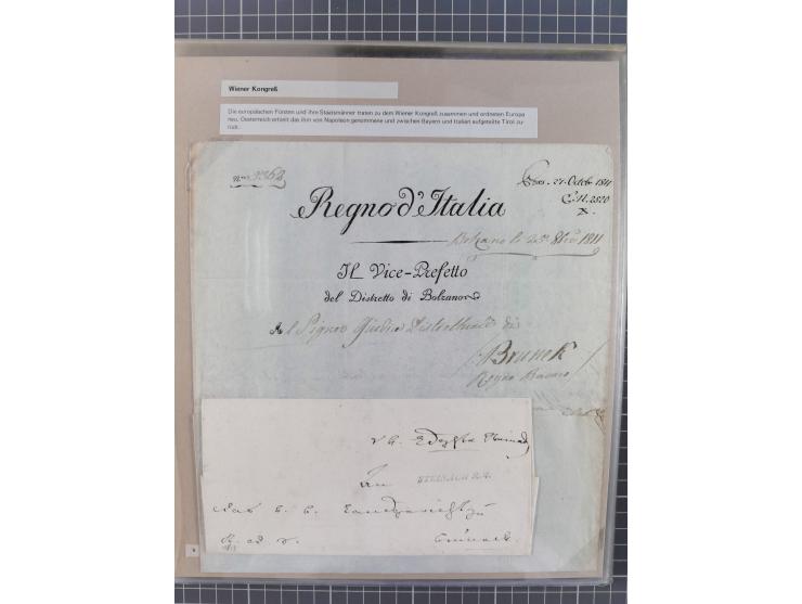 1815/1980 (ca.), interessante Sammlung 'Deutsche Geschichte', ausstellungsmäßig aufgezogen mit interessanten Belegen, dabei G