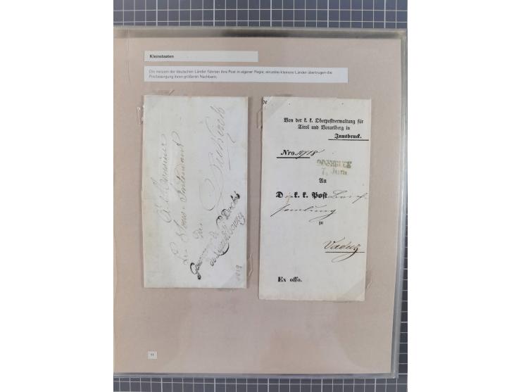 1815/1980 (ca.), interessante Sammlung 'Deutsche Geschichte', ausstellungsmäßig aufgezogen mit interessanten Belegen, dabei G