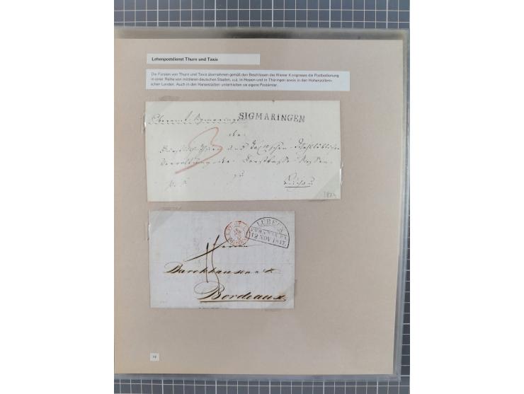 1815/1980 (ca.), interessante Sammlung 'Deutsche Geschichte', ausstellungsmäßig aufgezogen mit interessanten Belegen, dabei G