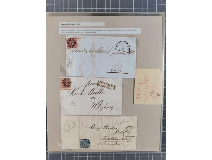 1815/1980 (ca.), interessante Sammlung 'Deutsche Geschichte', ausstellungsmäßig aufgezogen mit interessanten Belegen, dabei G