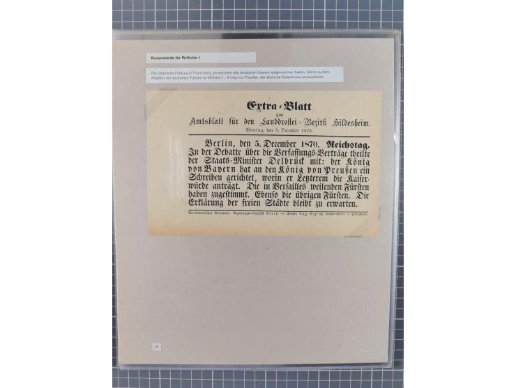 1815/1980 (ca.), interessante Sammlung 'Deutsche Geschichte', ausstellungsmäßig aufgezogen mit interessanten Belegen, dabei G