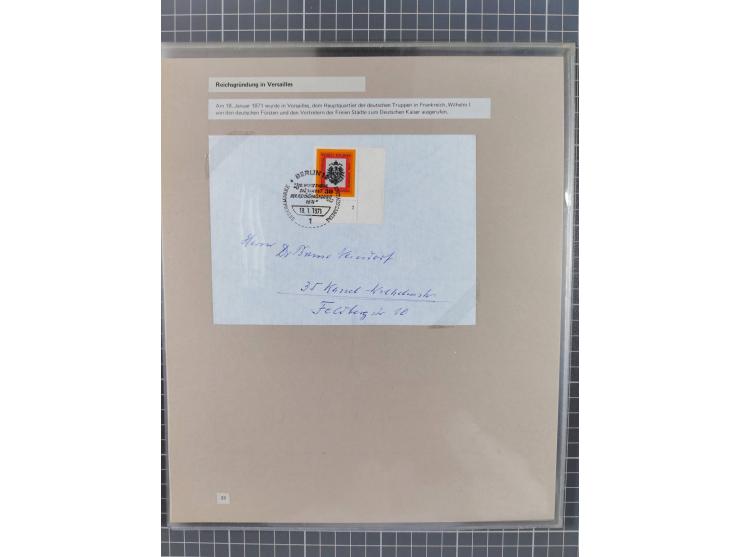 1815/1980 (ca.), interessante Sammlung 'Deutsche Geschichte', ausstellungsmäßig aufgezogen mit interessanten Belegen, dabei G