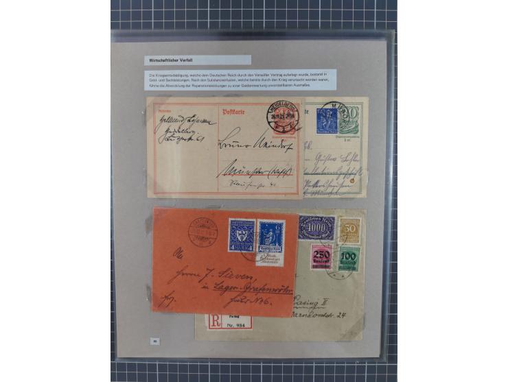 1815/1980 (ca.), interessante Sammlung 'Deutsche Geschichte', ausstellungsmäßig aufgezogen mit interessanten Belegen, dabei G