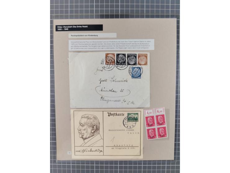 1815/1980 (ca.), interessante Sammlung 'Deutsche Geschichte', ausstellungsmäßig aufgezogen mit interessanten Belegen, dabei G