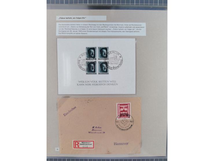 1815/1980 (ca.), interessante Sammlung 'Deutsche Geschichte', ausstellungsmäßig aufgezogen mit interessanten Belegen, dabei G