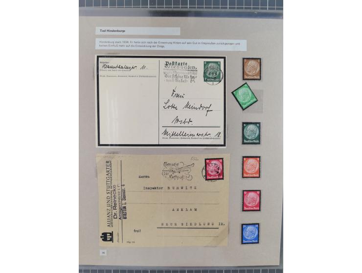 1815/1980 (ca.), interessante Sammlung 'Deutsche Geschichte', ausstellungsmäßig aufgezogen mit interessanten Belegen, dabei G