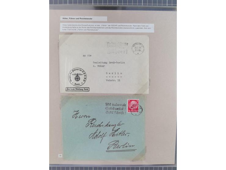 1815/1980 (ca.), interessante Sammlung 'Deutsche Geschichte', ausstellungsmäßig aufgezogen mit interessanten Belegen, dabei G