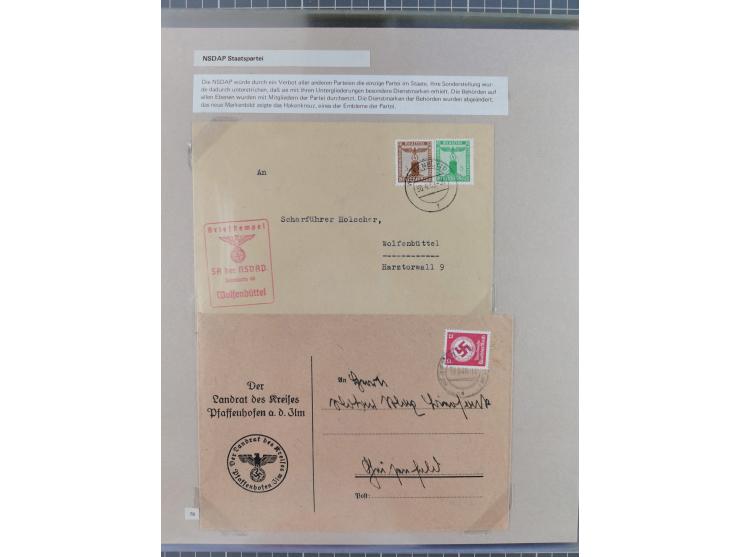 1815/1980 (ca.), interessante Sammlung 'Deutsche Geschichte', ausstellungsmäßig aufgezogen mit interessanten Belegen, dabei G