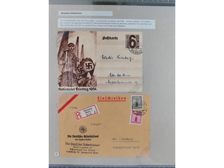 1815/1980 (ca.), interessante Sammlung 'Deutsche Geschichte', ausstellungsmäßig aufgezogen mit interessanten Belegen, dabei G