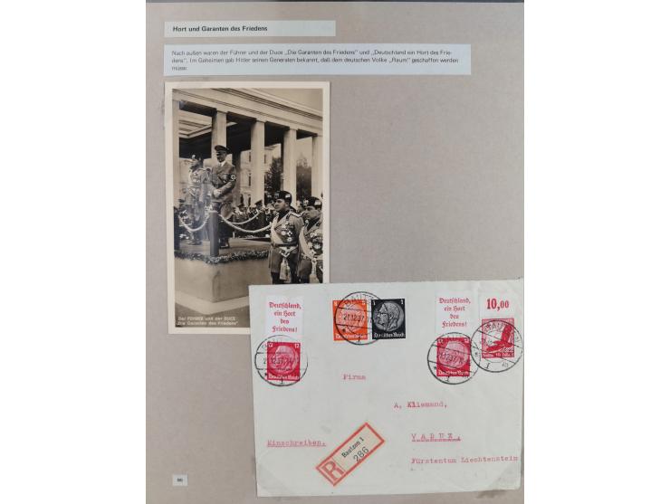 1815/1980 (ca.), interessante Sammlung 'Deutsche Geschichte', ausstellungsmäßig aufgezogen mit interessanten Belegen, dabei G