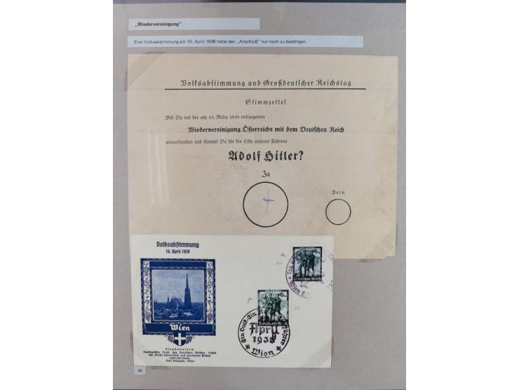 1815/1980 (ca.), interessante Sammlung 'Deutsche Geschichte', ausstellungsmäßig aufgezogen mit interessanten Belegen, dabei G