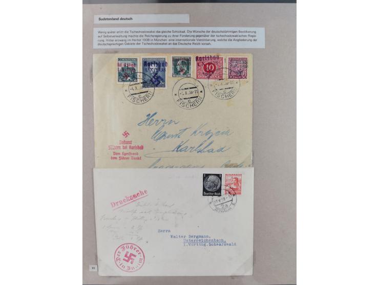 1815/1980 (ca.), interessante Sammlung 'Deutsche Geschichte', ausstellungsmäßig aufgezogen mit interessanten Belegen, dabei G