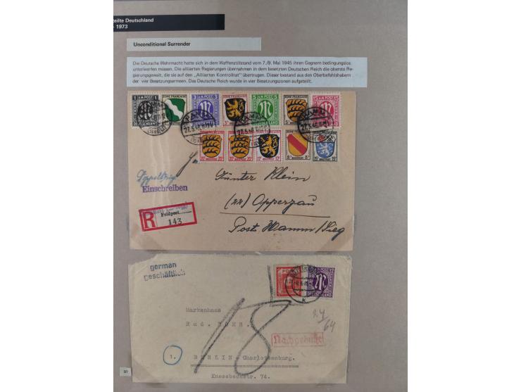 1815/1980 (ca.), interessante Sammlung 'Deutsche Geschichte', ausstellungsmäßig aufgezogen mit interessanten Belegen, dabei G