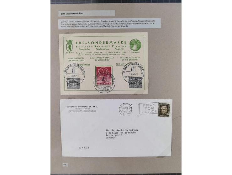 1815/1980 (ca.), interessante Sammlung 'Deutsche Geschichte', ausstellungsmäßig aufgezogen mit interessanten Belegen, dabei G