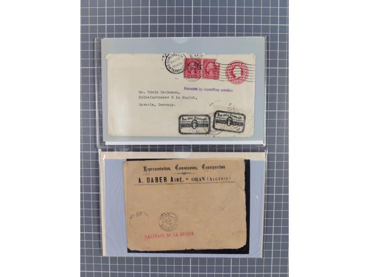 1901/54, lot with over 40 crash- and wreck-covers with various indicative cancellations, postal envelopes and sealing labels