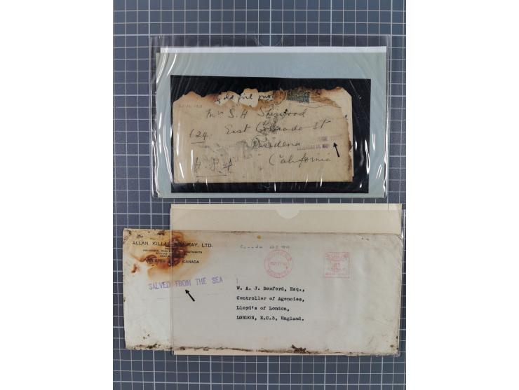 1901/54, lot with over 40 crash- and wreck-covers with various indicative cancellations, postal envelopes and sealing labels