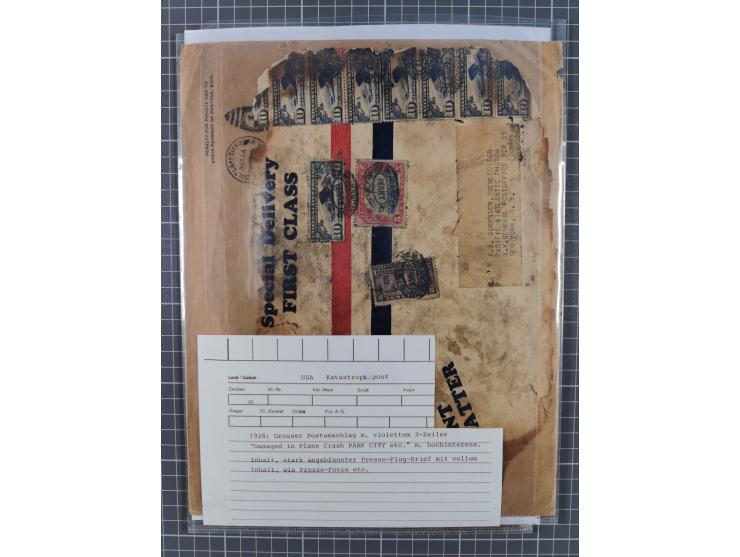 1901/54, lot with over 40 crash- and wreck-covers with various indicative cancellations, postal envelopes and sealing labels