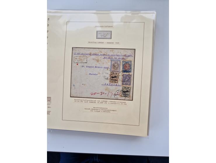 1927/34, Ausstellungs-Sammlung “Persien - Die Luftpostausgaben 1927-1934” mit ca. 75 Belegen, dabei Erstflüge, Junker-Versuch