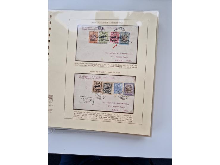 1927/34, Ausstellungs-Sammlung “Persien - Die Luftpostausgaben 1927-1934” mit ca. 75 Belegen, dabei Erstflüge, Junker-Versuch