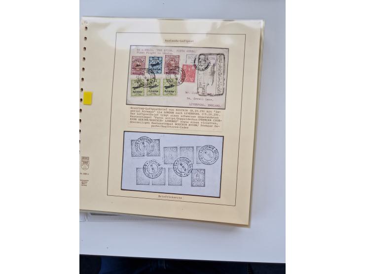 1927/34, Ausstellungs-Sammlung “Persien - Die Luftpostausgaben 1927-1934” mit ca. 75 Belegen, dabei Erstflüge, Junker-Versuch