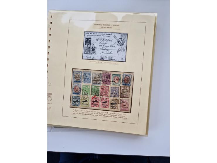 1927/34, Ausstellungs-Sammlung “Persien - Die Luftpostausgaben 1927-1934” mit ca. 75 Belegen, dabei Erstflüge, Junker-Versuch
