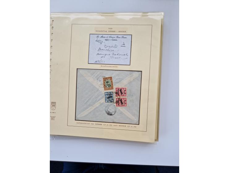 1927/34, Ausstellungs-Sammlung “Persien - Die Luftpostausgaben 1927-1934” mit ca. 75 Belegen, dabei Erstflüge, Junker-Versuch