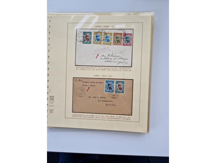 1927/34, Ausstellungs-Sammlung “Persien - Die Luftpostausgaben 1927-1934” mit ca. 75 Belegen, dabei Erstflüge, Junker-Versuch