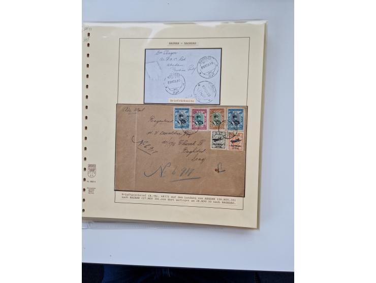 1927/34, Ausstellungs-Sammlung “Persien - Die Luftpostausgaben 1927-1934” mit ca. 75 Belegen, dabei Erstflüge, Junker-Versuch