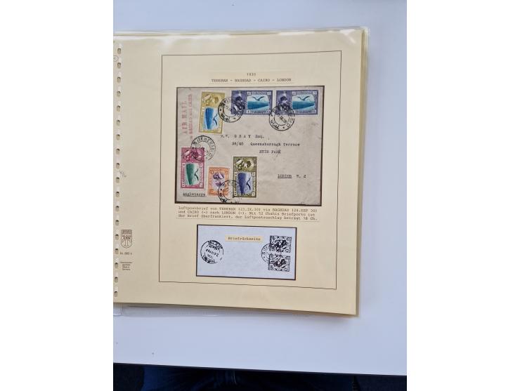 1927/34, Ausstellungs-Sammlung “Persien - Die Luftpostausgaben 1927-1934” mit ca. 75 Belegen, dabei Erstflüge, Junker-Versuch