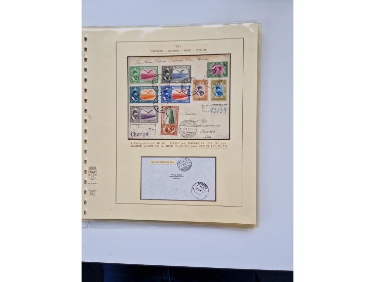 1927/34, Ausstellungs-Sammlung “Persien - Die Luftpostausgaben 1927-1934” mit ca. 75 Belegen, dabei Erstflüge, Junker-Versuch