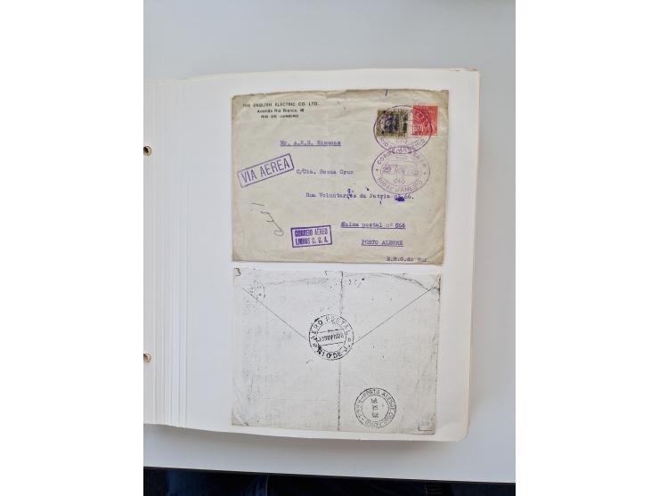 1928/49, interessante Sammlung “Luftpost in Brasilien” mit fast 150 Briefen und Karten, dabei Inlandspost, bessere Frankature