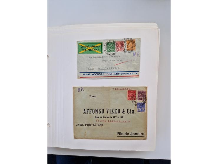 1928/49, interessante Sammlung “Luftpost in Brasilien” mit fast 150 Briefen und Karten, dabei Inlandspost, bessere Frankature