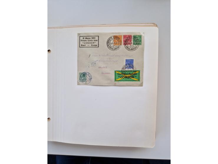 1928/49, interessante Sammlung “Luftpost in Brasilien” mit fast 150 Briefen und Karten, dabei Inlandspost, bessere Frankature