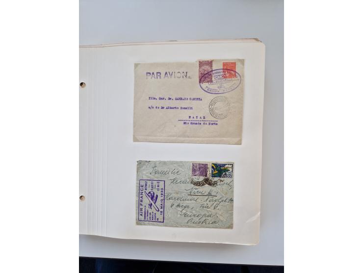 1928/49, interessante Sammlung “Luftpost in Brasilien” mit fast 150 Briefen und Karten, dabei Inlandspost, bessere Frankature