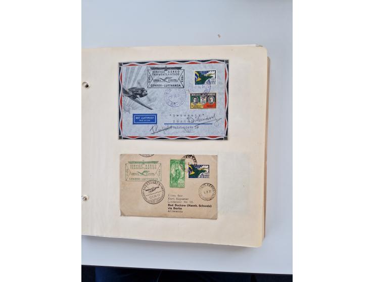1928/49, interessante Sammlung “Luftpost in Brasilien” mit fast 150 Briefen und Karten, dabei Inlandspost, bessere Frankature
