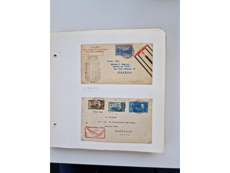 1928/49, interessante Sammlung “Luftpost in Brasilien” mit fast 150 Briefen und Karten, dabei Inlandspost, bessere Frankature