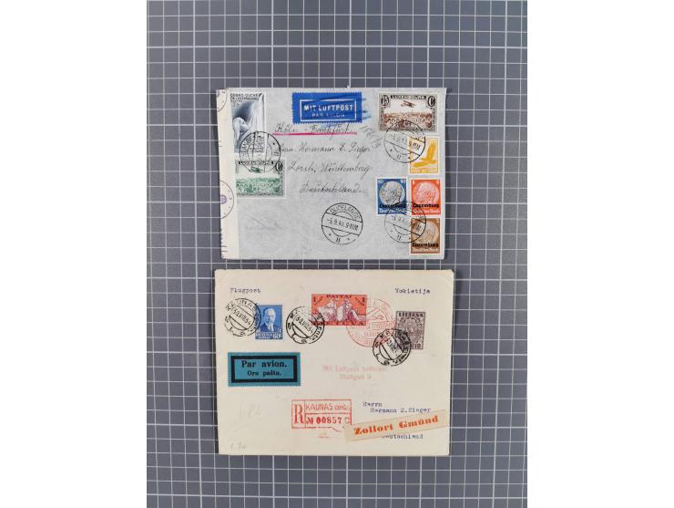 1925/60 (ca.), interessanter Bestand mit Luftpost-Briefen und Karten mit besseren Frankaturen, interessanten Stempeln, Erstfl