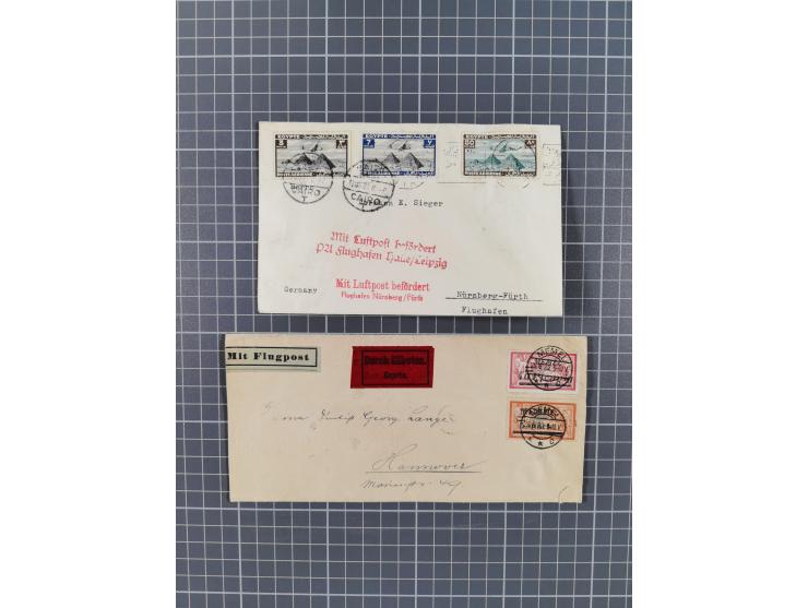 1925/60 (ca.), interessanter Bestand mit Luftpost-Briefen und Karten mit besseren Frankaturen, interessanten Stempeln, Erstfl