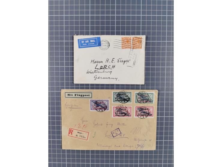 1925/60 (ca.), interessanter Bestand mit Luftpost-Briefen und Karten mit besseren Frankaturen, interessanten Stempeln, Erstfl