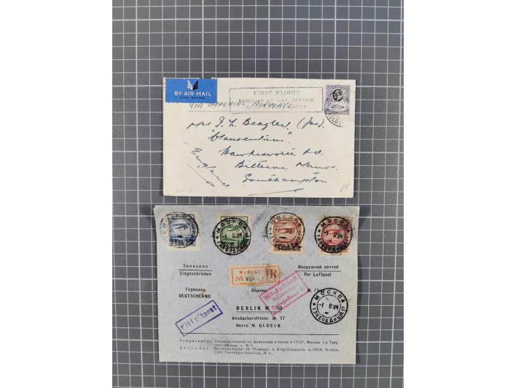 1925/60 (ca.), interessanter Bestand mit Luftpost-Briefen und Karten mit besseren Frankaturen, interessanten Stempeln, Erstfl