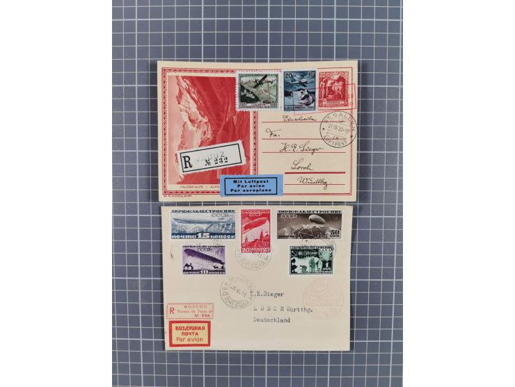 1925/60 (ca.), interessanter Bestand mit Luftpost-Briefen und Karten mit besseren Frankaturen, interessanten Stempeln, Erstfl