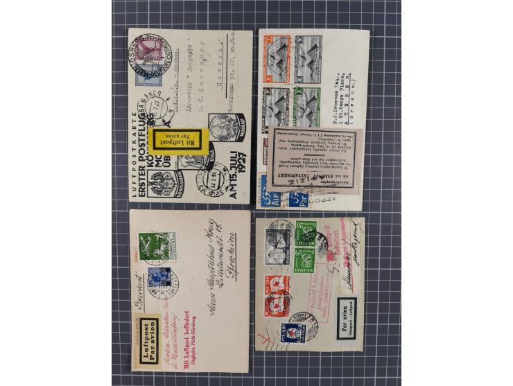 1925/60 (ca.), interessanter Bestand mit Luftpost-Briefen und Karten mit besseren Frankaturen, interessanten Stempeln, Erstfl