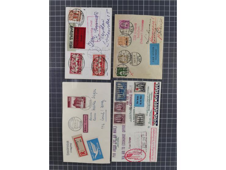 1925/60 (ca.), interessanter Bestand mit Luftpost-Briefen und Karten mit besseren Frankaturen, interessanten Stempeln, Erstfl