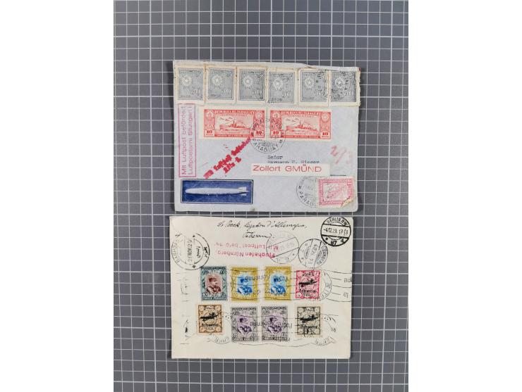 1925/60 (ca.), interessanter Bestand mit Luftpost-Briefen und Karten mit besseren Frankaturen, interessanten Stempeln, Erstfl