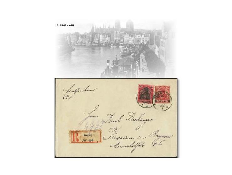 1920, Germania 80 Pfg. karmin (metallisch glänzend)/schwarz auf hellrot und 10 Pfg. dunkelkarminrot je mit klarem Stempel “DA